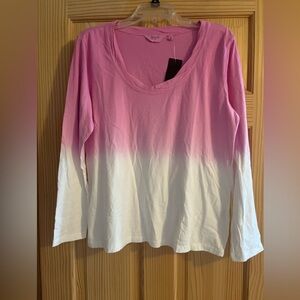 Candace Cameron Bure Pink‎ and White Long sleeve Lightweight Top size Medium